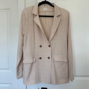 Song of Style (M) Kroy Cream Checked Double Breasted Relaxed Fit Blazer
